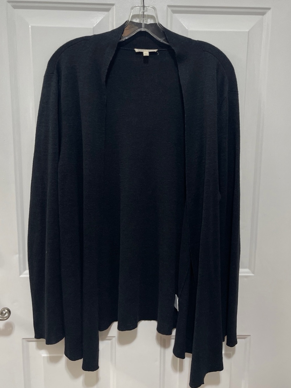 Eileen Fisher Cardigan Top Women 1Xl Black Open Front 100% Linen